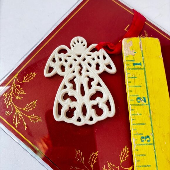 Lenox Porcelain Christmas Ornaments Tags Angel Tree Set 2 White - Picture 4 of 4